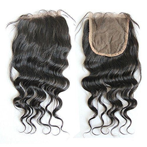 MsFenda Hair Top Quality 100% Raw Virgin Peruvian Human Hair Loose Wave Hair 1 Pcs Lace Closure (4*4) Natural Color