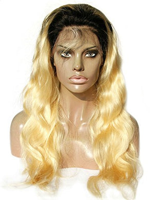 Ms Fenda Hair Ombre Two Tone Color T1B/613 Medium Cap Size 100% Virgin Malaysian Human Hair Lace Front Wigs