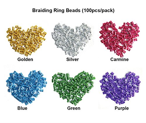 Ms Fenda 100pcs/pack Dreadlocks Colorful Plated Aluminum Beads For Hair Decoration Adjustable Hair Braid Cuff Clip
