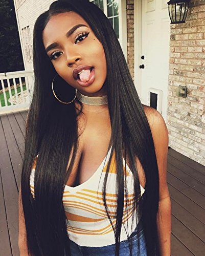 Ms Fenda Straight 360 Lace Frontal Wig 180% Density Peruvian Remy Human Hair Adjustable Wigs with Baby Hair High Density Wig for Black Women