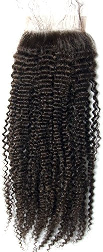 Ms Fenda Hair Dark Brown Color #2 Jerry Curly Knots Bleached 100% Raw Remy Virgin Peruvian Human Hair Free Part 4x4 Lace Closure(8inch-22inch)