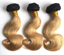 Ms Fenda Hair Dark Root Blonde Ombre Hair T1B(1inch)/27 Body Wave Style Virgin Malaysian Human Hair Weaving Wefts 10.5oz(300gram) 3Bunldes/Lot