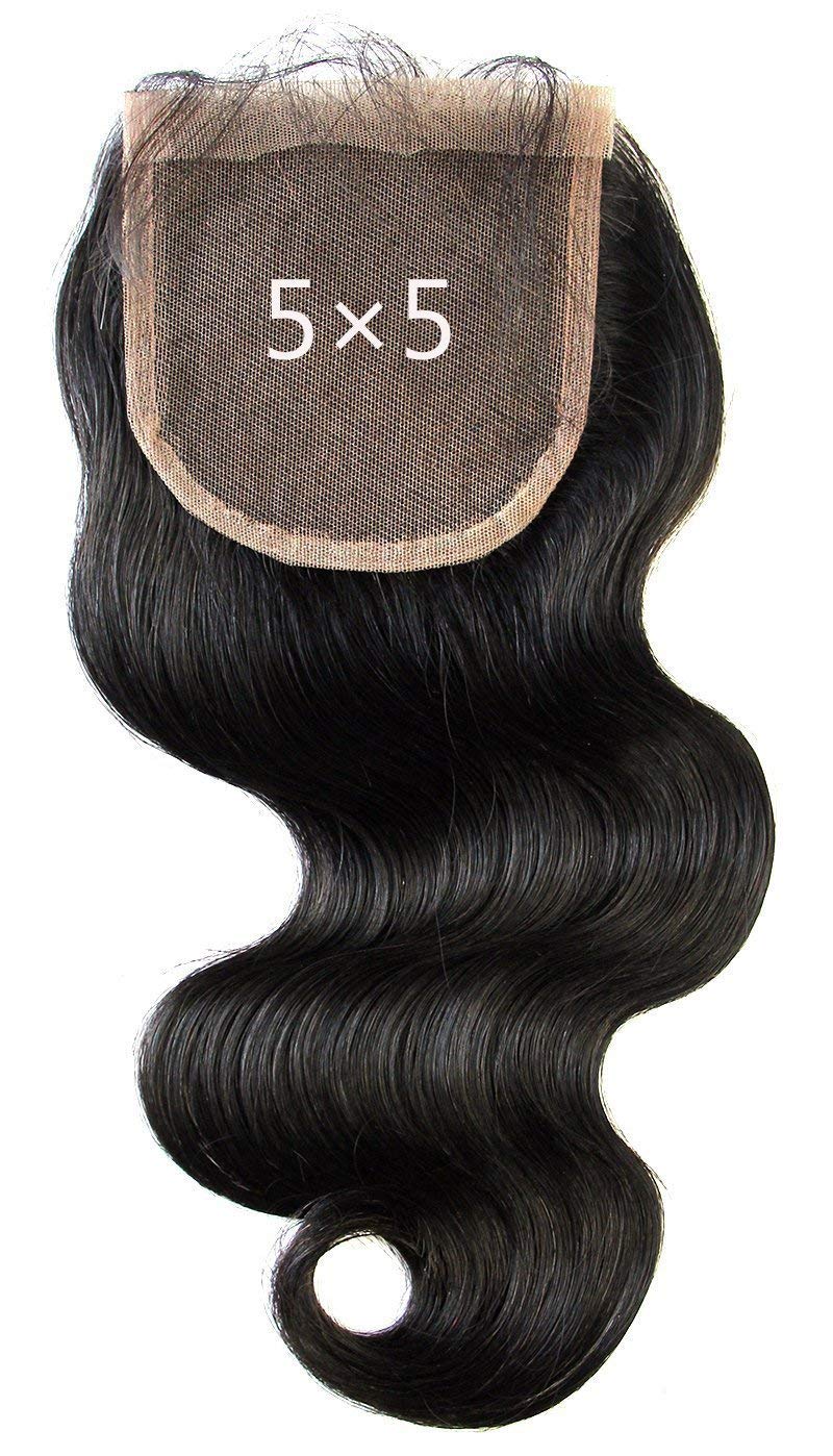 Ms Fenda Free Part 5x5 Lace Front Closure Brazilian Virgin Human Hair Closure Piece with Baby Hair Pre Plucked Natural Hairline
