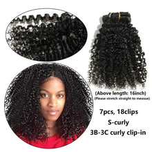 Ms Fenda Brazilian Remy Virgin Hair Kinky Curly Natural Color African American Clip In Hair Extensions 120Gram 7Pcs/Set