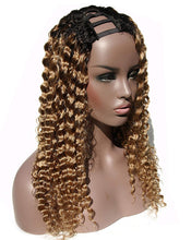 Ms Fenda Hair 100% Brazilian Virgin Human Hair Deep Wave Ombre Color T1b/27 U-part Rigt Parting Wigs