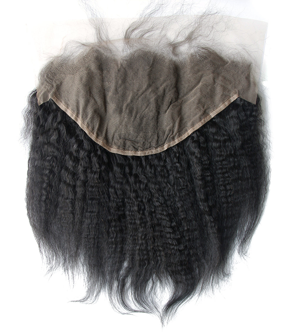 Ms Fenda 100% Raw Remy Virgin Brazilian Human Hair Kinky Straight 13x6 Lace Frontal