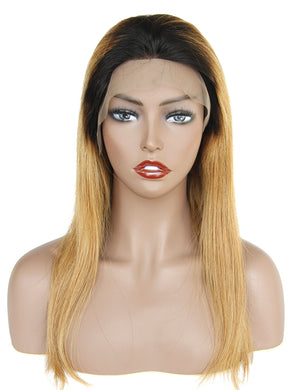 Ms Fenda Ombre Color #T1b/27 Brazilian Virgin Human Hair Natural Straight Lace Front Wigs