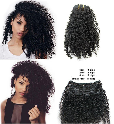 Ms Fenda Brazilian Virgin Hair 3B 3C Kinky Curly Natural Color Clip In Hair Extensions