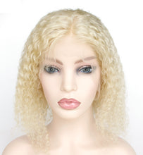 Ms Fenda Brazilian  Human Hair Blonde Color #613 Deep Curly 150% Density Short Bob Lace Wigs