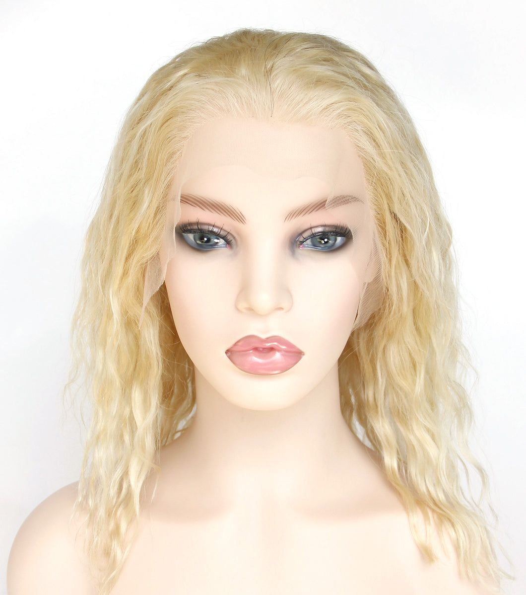 Ms Fenda Brazilian  Human Hair Blonde Color #613 Natural Wave 150% Density Short Bob Lace Wigs