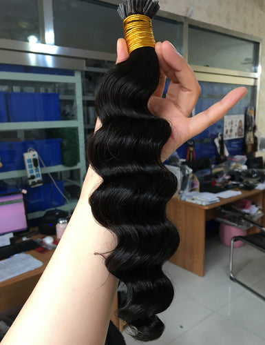 Ms Fenda Brazilian Remy Human Hair Loose Wave 1g/strand Natural Color I-tip Hair Extensions