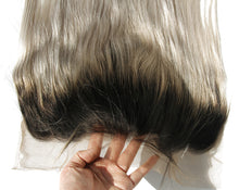 Ms Fenda Customized Straight Malaysian Virgin Hair Ombre Color T1b/grey 13x6 Lace Frontal