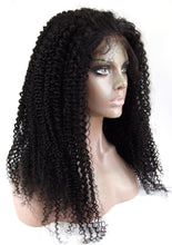 Ms Fenda Hair 250% High Density Kinky Curly Dark Natural Color Medium Size Cap 1Piece/lot Remy Virgin Peruvian Human Hair Lace Front Wigs