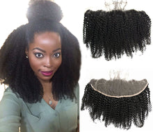 Ms Fenda 100% Virgin Peruvian Human Hair Afro Kinky Curly Natural Color 13"x4" Lace Frontal